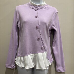 Lavender & Creme Slim-Fit High-Elasticity long sleeve faux layered look Sweater